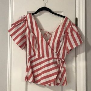 Pink and white striped top